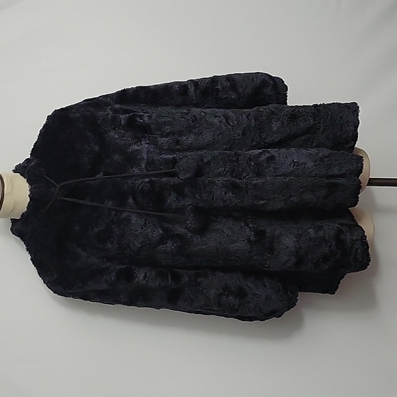 Anthroplogie Elevenses Faux Fur Swing Coat Size 12 Black EUC - Picture 1 of 10